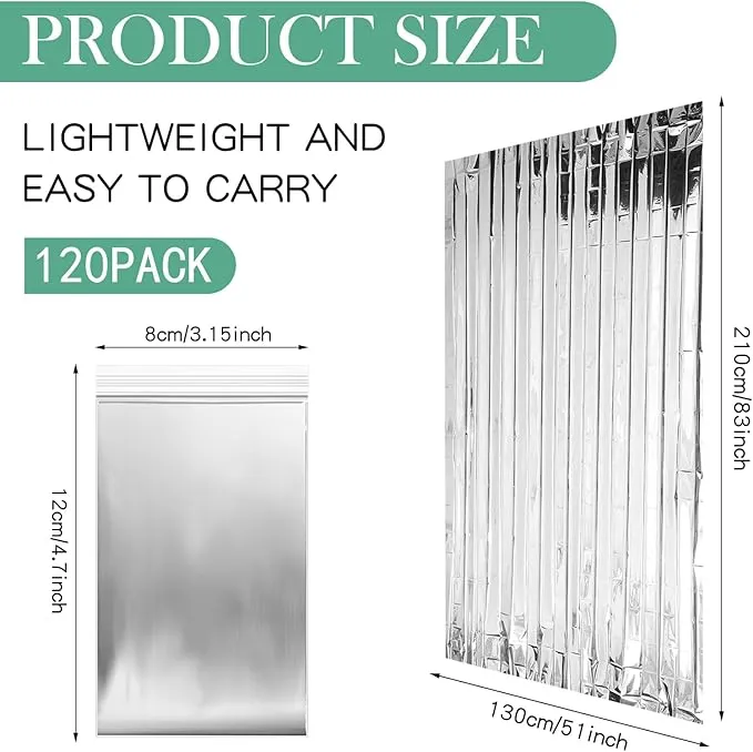 120 Pack Emergency Foil Thermal Blankets Silver Foil Survival Blanket Space Blanket Survival Kit for Outdoors, Camping, Hiking, Homeless, Survival or First Aid, Silver