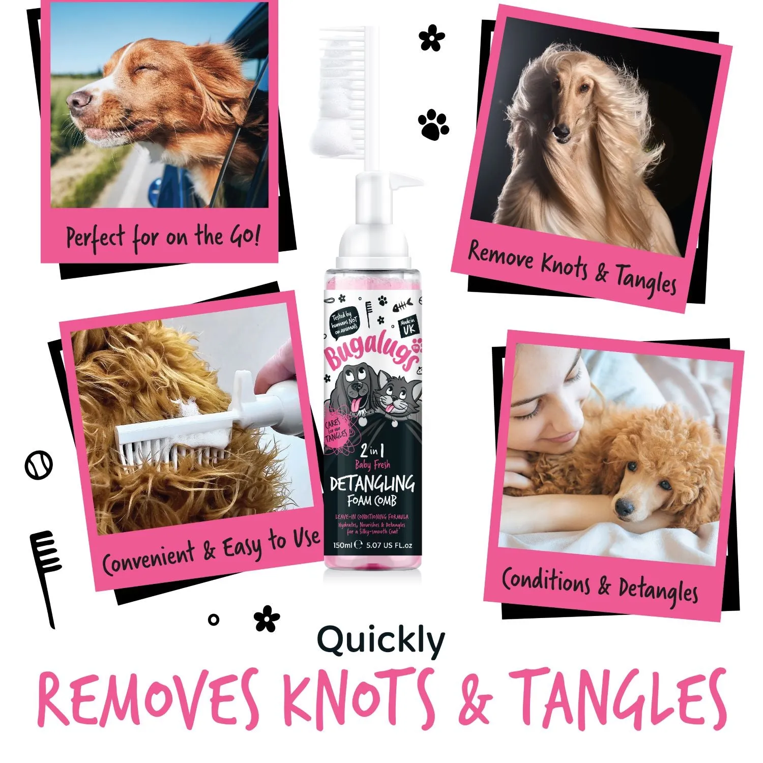 2 in 1 Baby Fresh Detangling Foam Comb for Dogs & Cats
