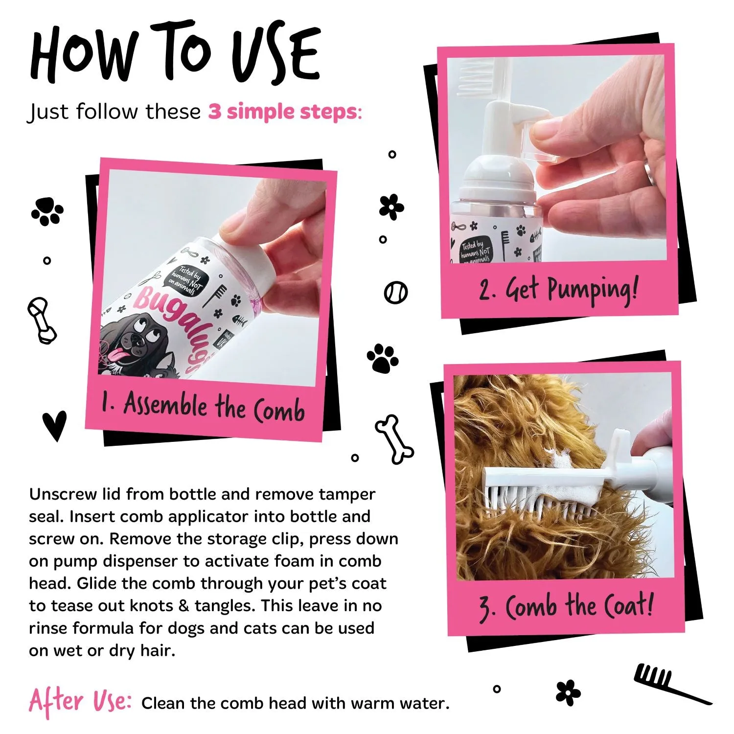 2 in 1 Baby Fresh Detangling Foam Comb for Dogs & Cats