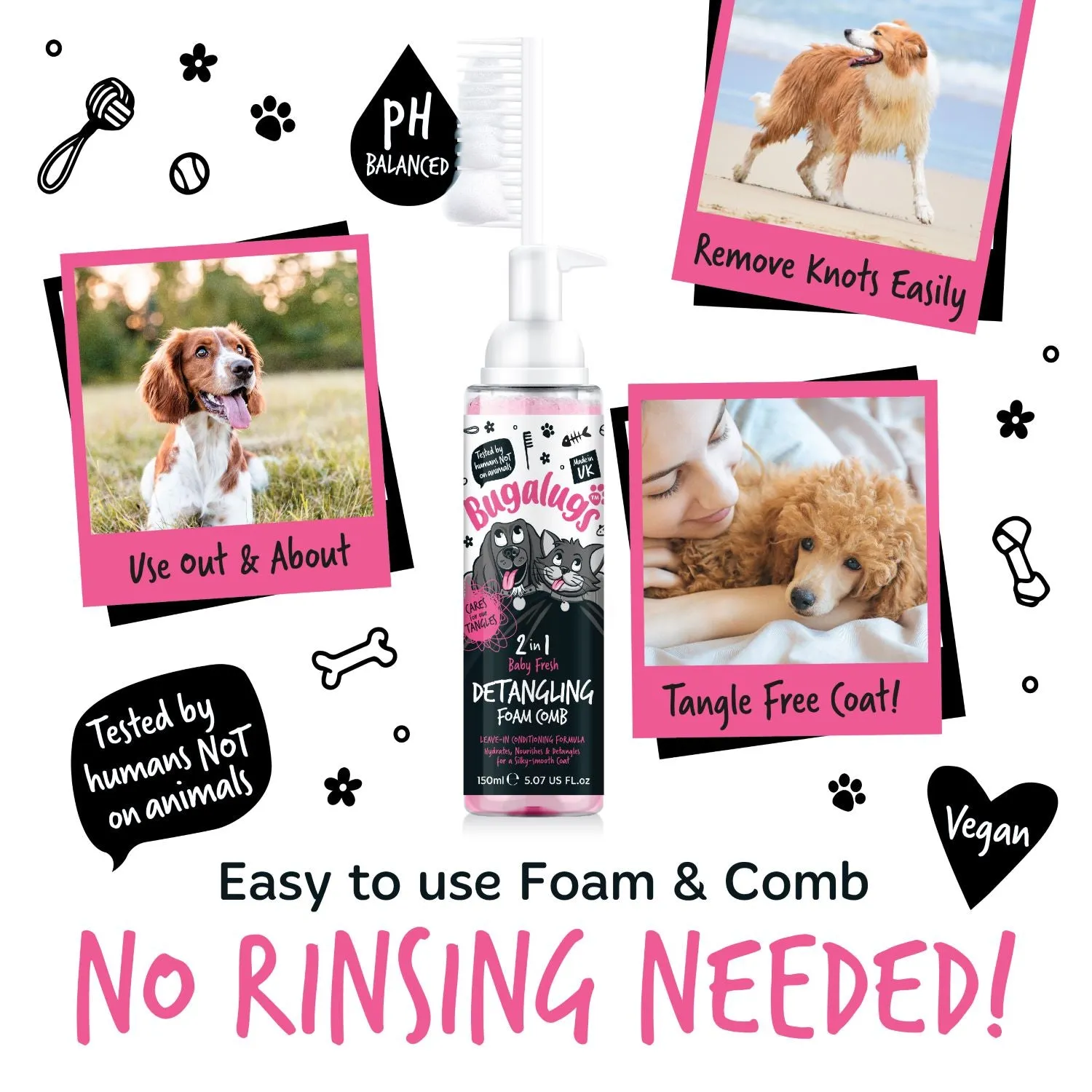 2 in 1 Baby Fresh Detangling Foam Comb for Dogs & Cats