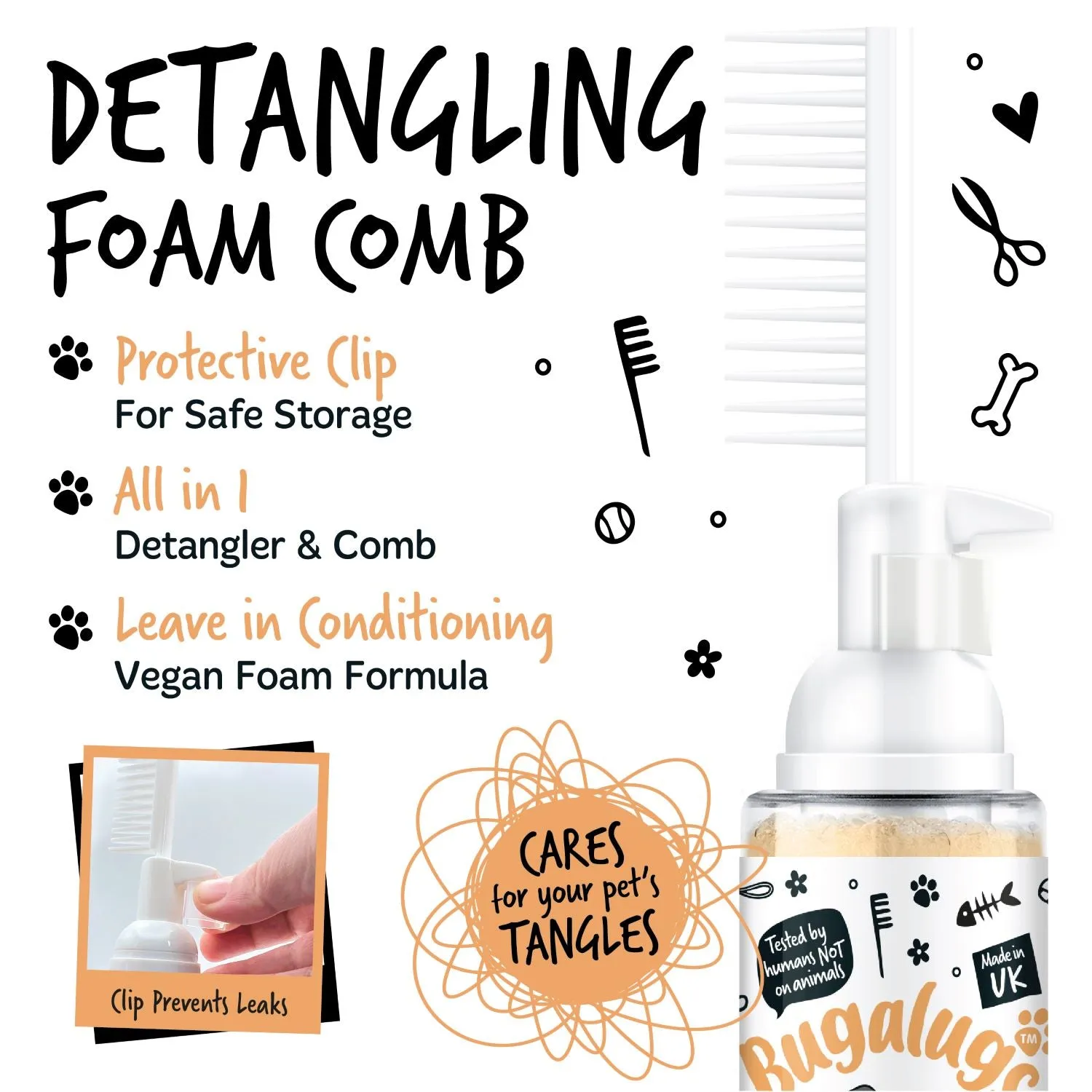 2 in 1 Coconut & Lime Detangling Foam Comb for Dogs & Cats