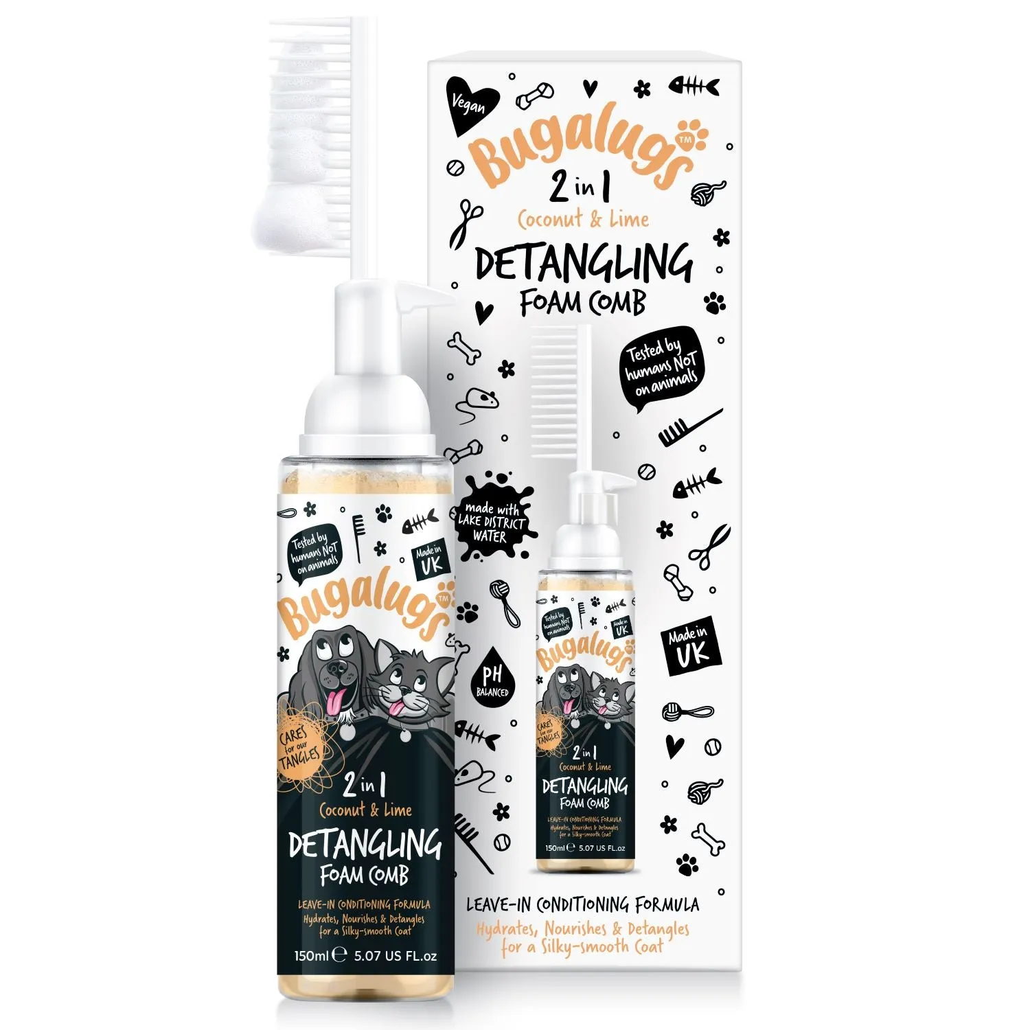 2 in 1 Coconut & Lime Detangling Foam Comb for Dogs & Cats