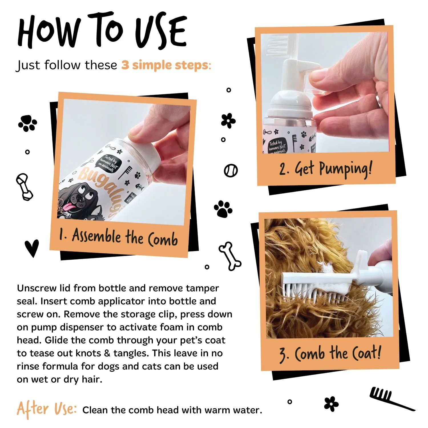 2 in 1 Coconut & Lime Detangling Foam Comb for Dogs & Cats