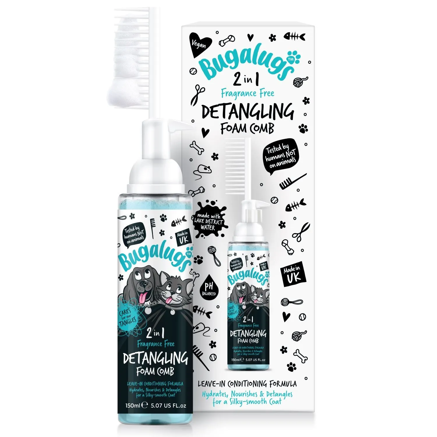 2 in 1 Fragrance Free Detangling Foam Comb for Dogs & Cats