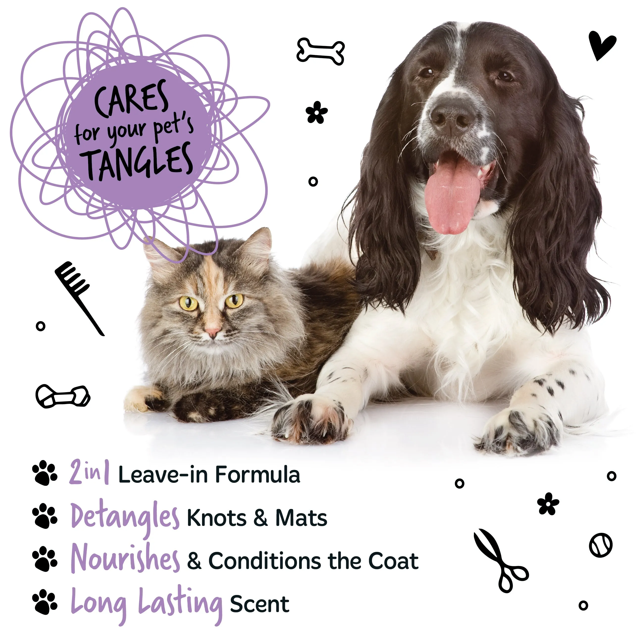 2 in 1 Lavender & Chamomile Detangling Foam Comb for Dogs & Cats