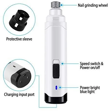 Casfuy Dog Nail Grinder Upgraded - Professional 2-Speed Electric Rechargeable Pet Nail Trimmer Painless Paws Grooming & Smoothing for Small Medium Large Dogs & Cats