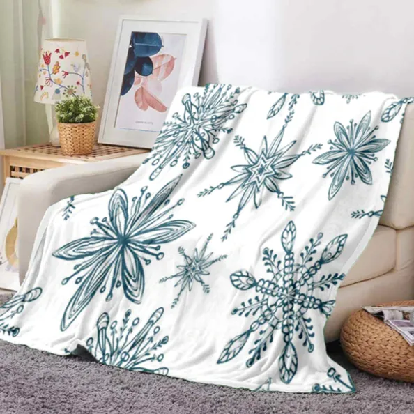 Christmas Snowflake Flannel Throw Blanket | Christmas Blanket