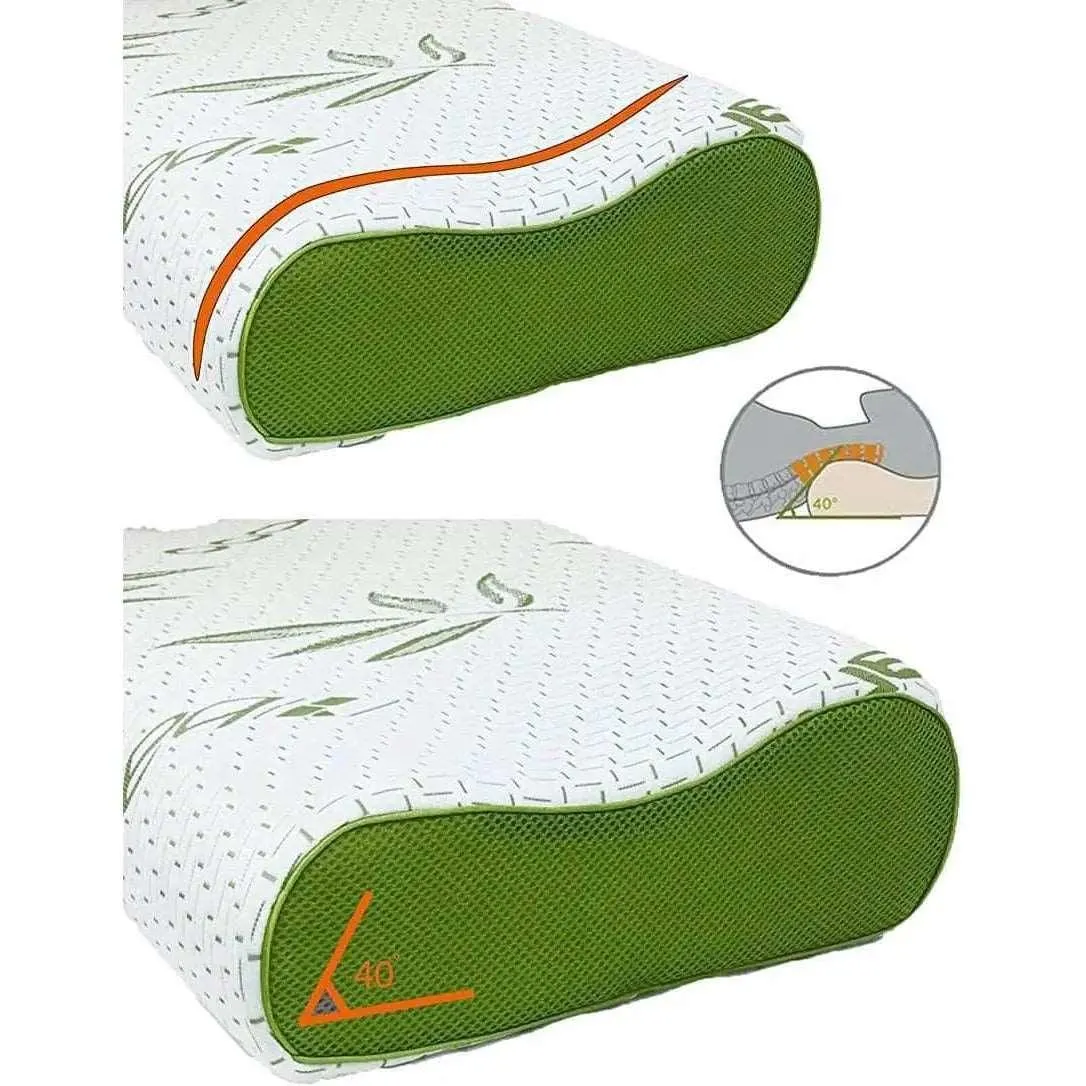 Contour Bamboo Memory Foam Pillow - Orthopedic Head & Neck Support for Sleep Comfort