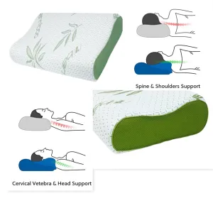 Contour Bamboo Memory Foam Pillow - Orthopedic Head & Neck Support for Sleep Comfort