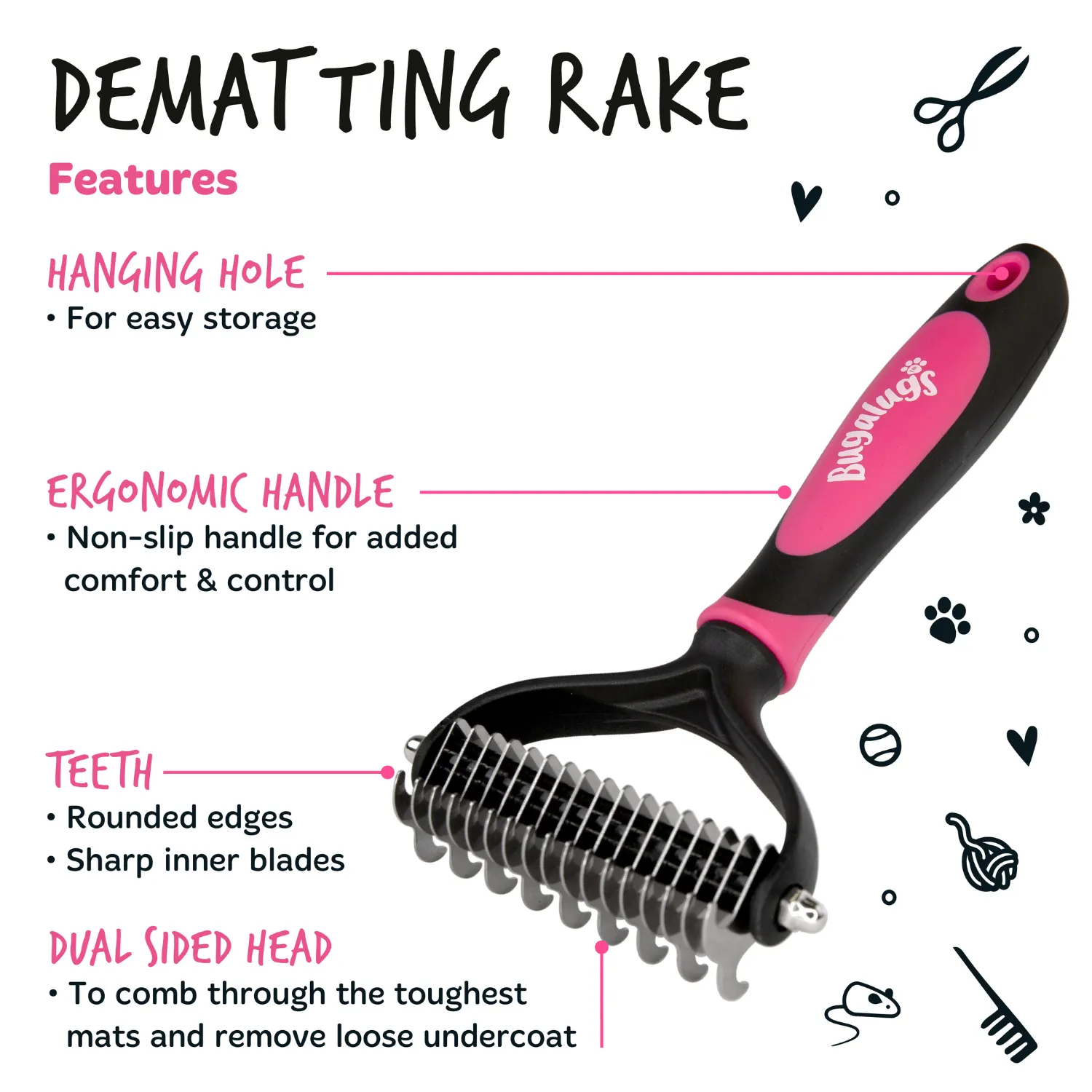 Dematting Rake Double-sided Grooming Comb