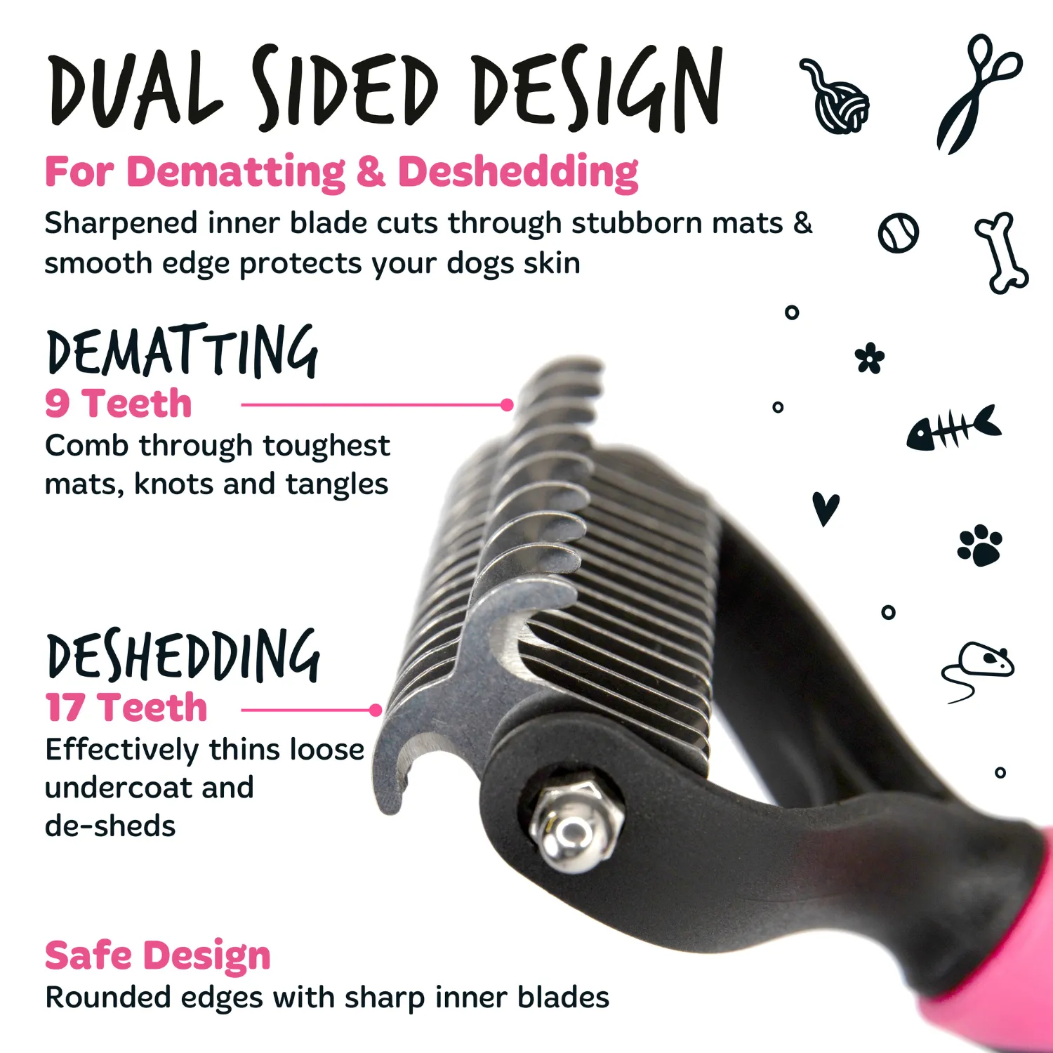 Dematting Rake Double-sided Grooming Comb