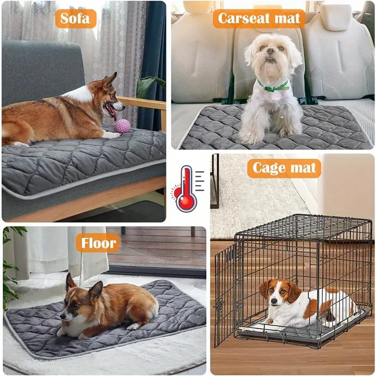 Dog Cat Bed, Cat Dog Non-Slip Mat, Extra Warm Thermal Pet Pad  Self-Heating Cat Mat