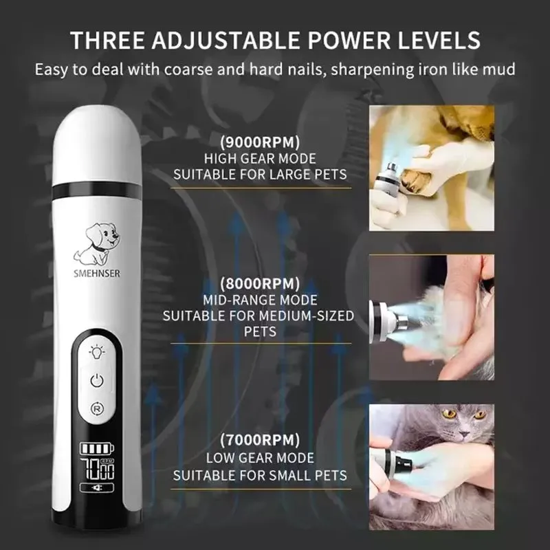Dog Nail Grinder with Diamond Grinding Wheel - 3 Speed Settings