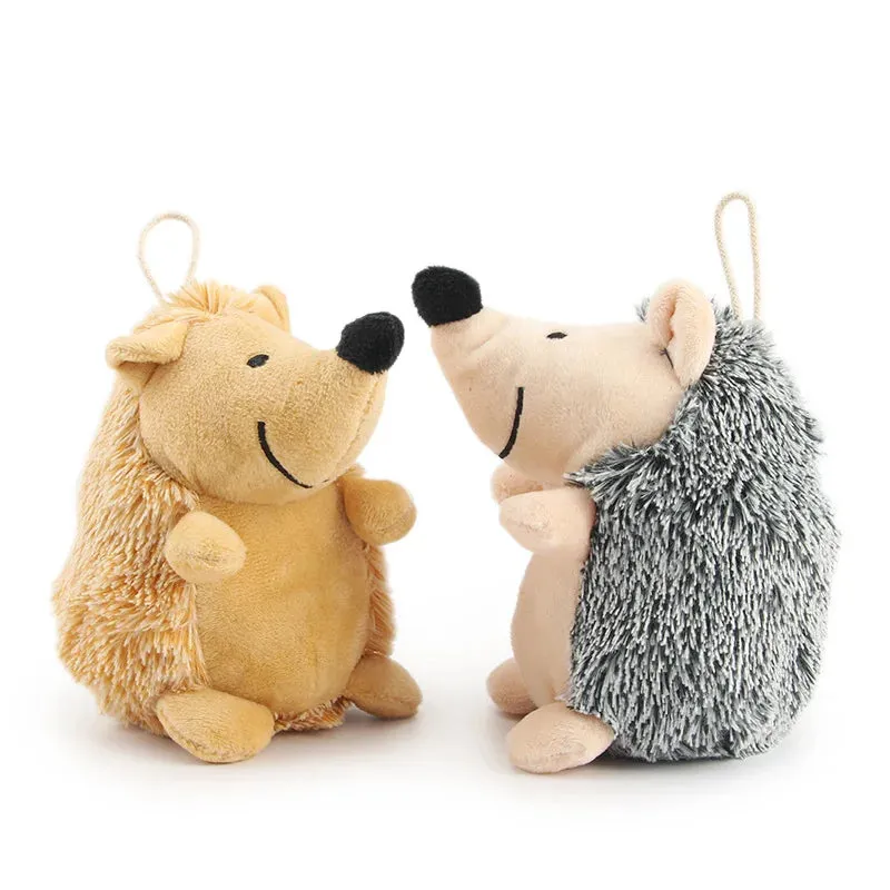 Interactive Hedgehog Plush Dog Toy with Squeaker