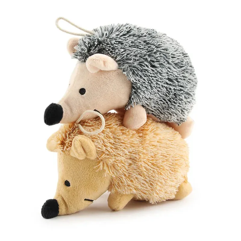 Interactive Hedgehog Plush Dog Toy with Squeaker