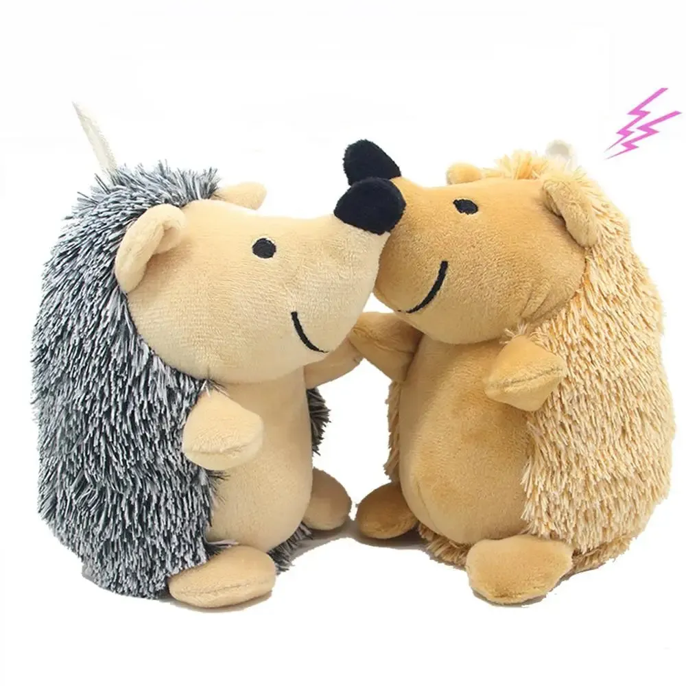 Interactive Hedgehog Plush Dog Toy with Squeaker