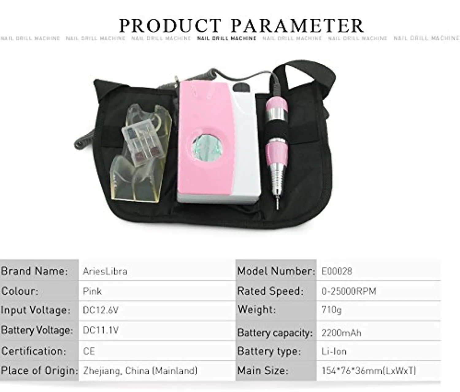 KADS Electric Nail Art Drill File Manicure Pedicure Machine 25,000RPM Pink Machine Complete Professional Finger & Toe Nail Care Kit Suitable for 3/32" Drill Bits