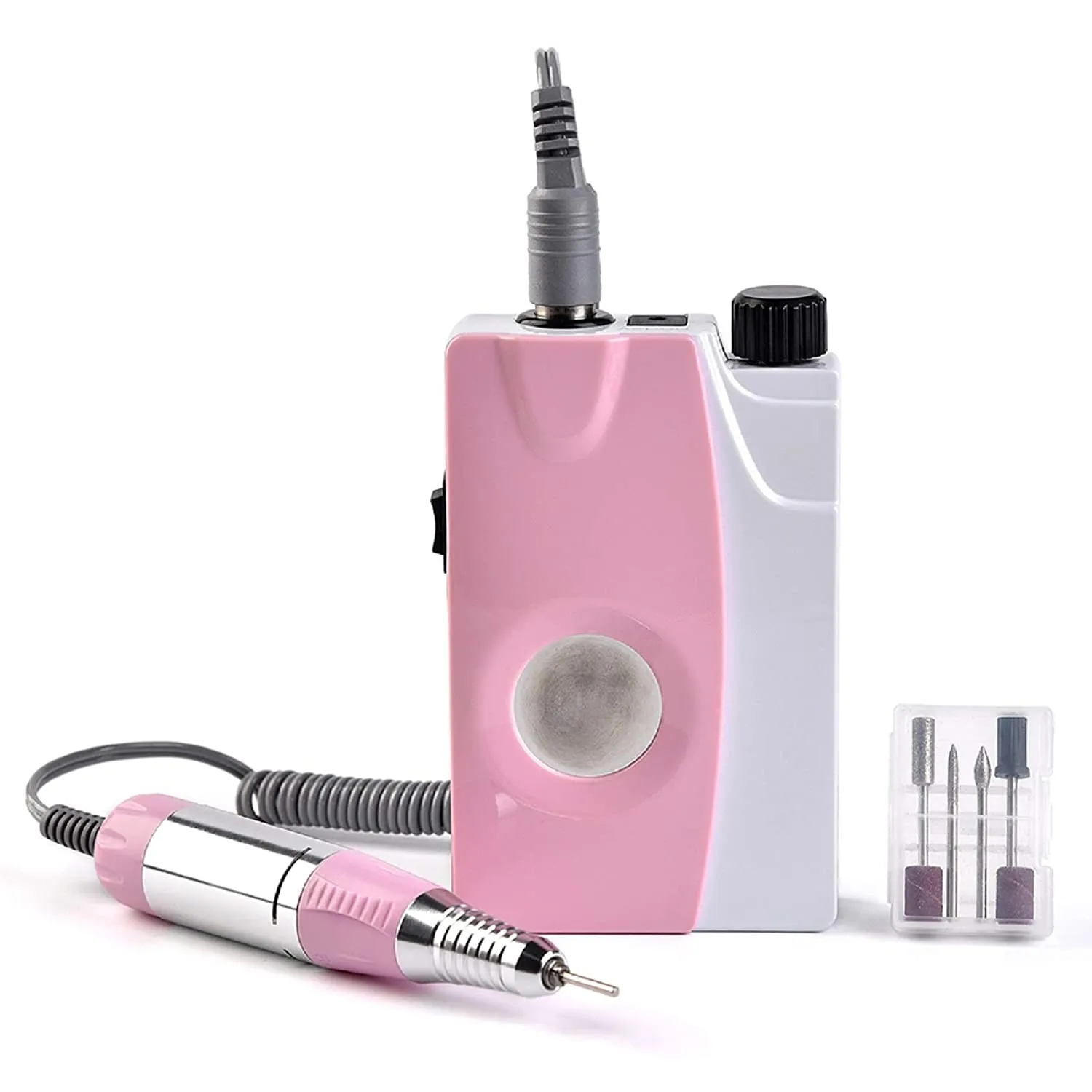 KADS Electric Nail Art Drill File Manicure Pedicure Machine 25,000RPM Pink Machine Complete Professional Finger & Toe Nail Care Kit Suitable for 3/32" Drill Bits