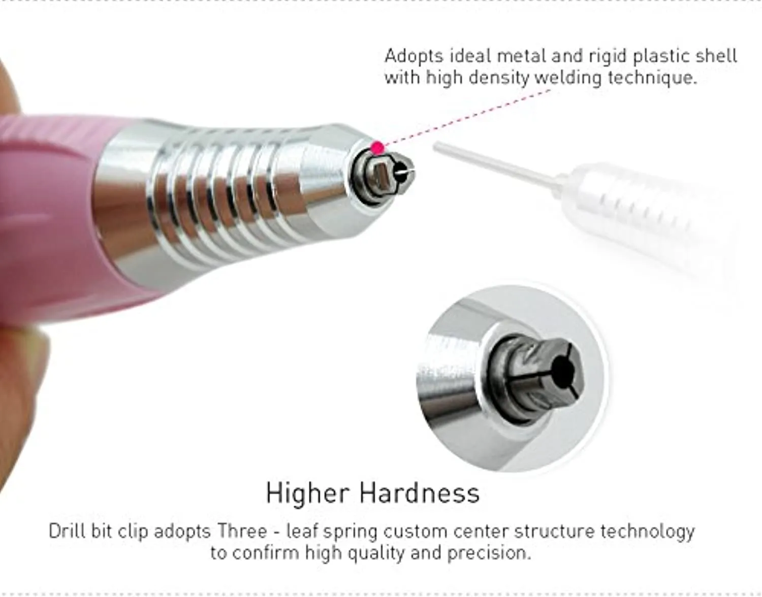 KADS Electric Nail Art Drill File Manicure Pedicure Machine 25,000RPM Pink Machine Complete Professional Finger & Toe Nail Care Kit Suitable for 3/32" Drill Bits