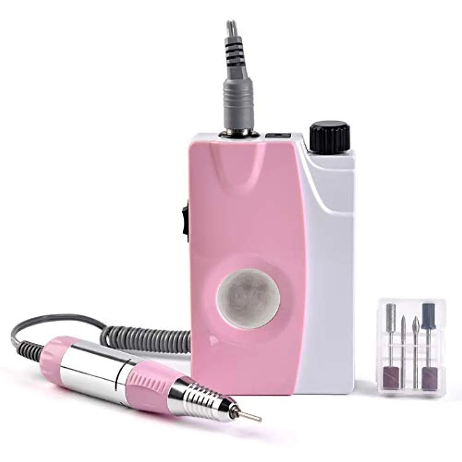 KADS Electric Nail Art Drill File Manicure Pedicure Machine 25,000RPM Pink Machine Complete Professional Finger & Toe Nail Care Kit Suitable for 3/32" Drill Bits