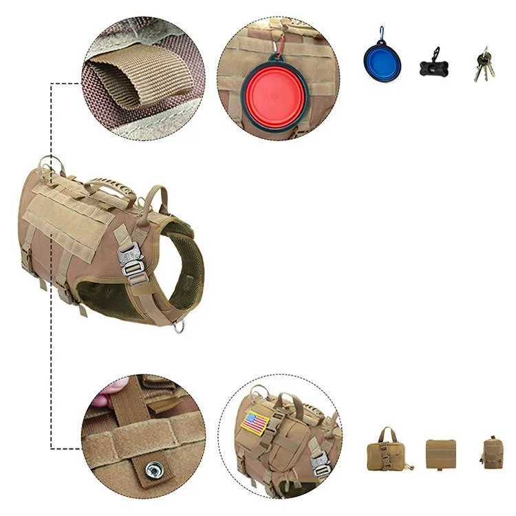 Malinois Large Dog Harness with Leash & Backpack