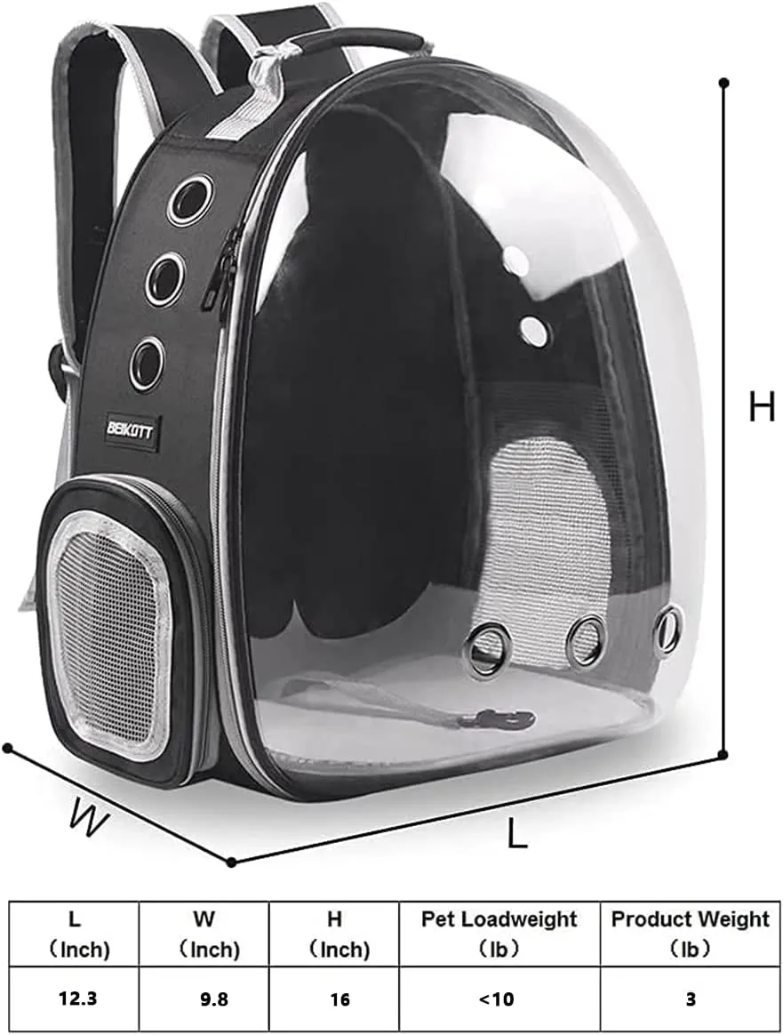 New BEIKOTT Cat Backpack Carriers Bag, Dog Backpack, Pet Bubble Backpack for Small Cats Puppies Dogs Bunny, Airline-Approved Ventilate Transparent Capsule Backpack for Travel, Hiking and Outdoor Use