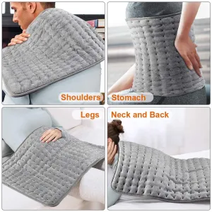 New DIZA100 Heating Pad Fast Heating Warming Pad 6 Temperature Settings Dry & Moist Heat Option with Auto-Off Timer 12x24 Inch (Silver Grey), Retails $70 