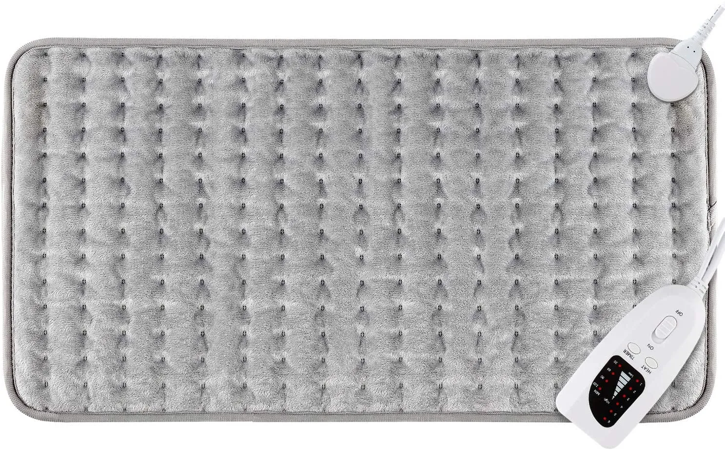 New DIZA100 Heating Pad Fast Heating Warming Pad 6 Temperature Settings Dry & Moist Heat Option with Auto-Off Timer 12x24 Inch (Silver Grey), Retails $70 