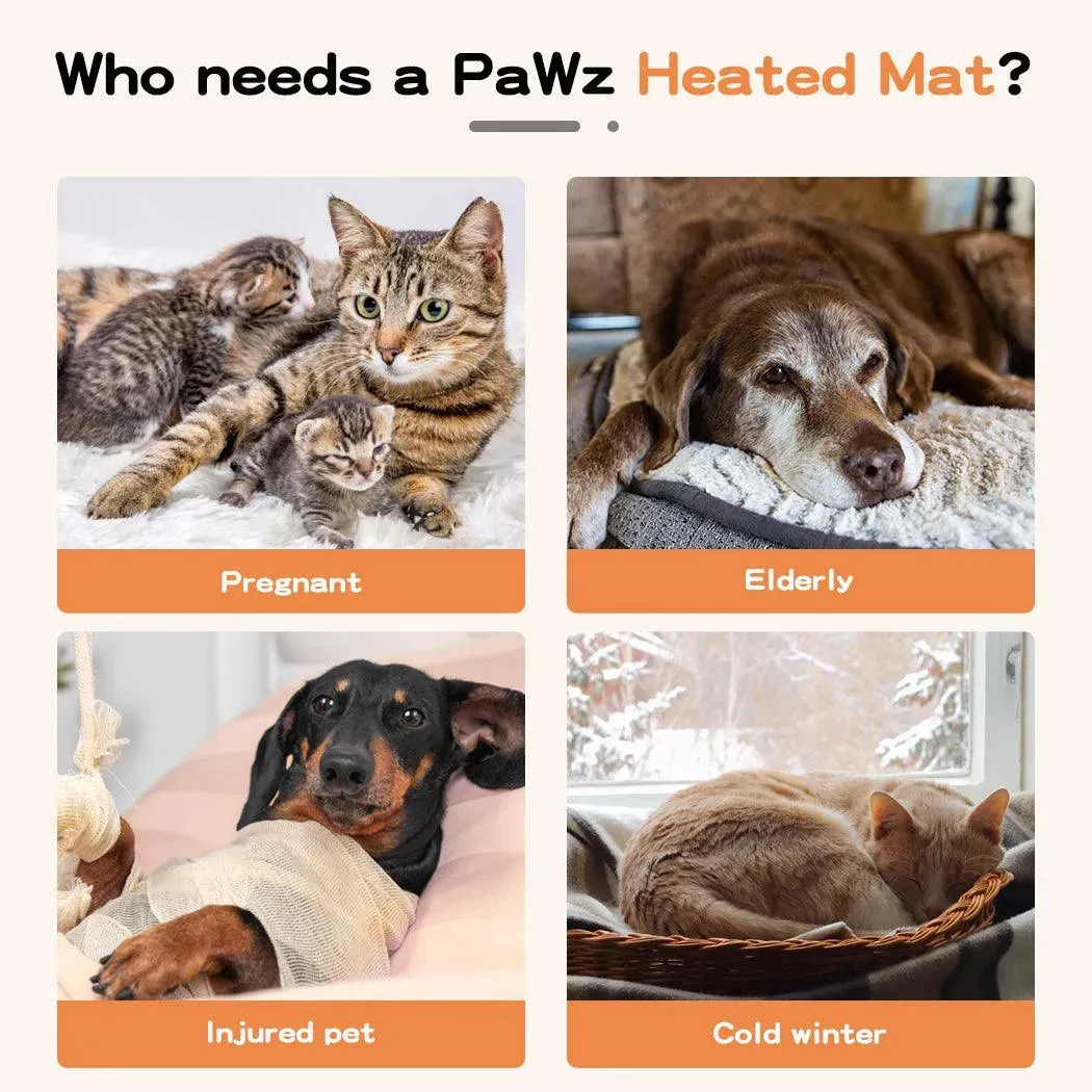 PaWz Electric Heating Pet Bed Mat Heated Blanket Pad Timers Removable Cover