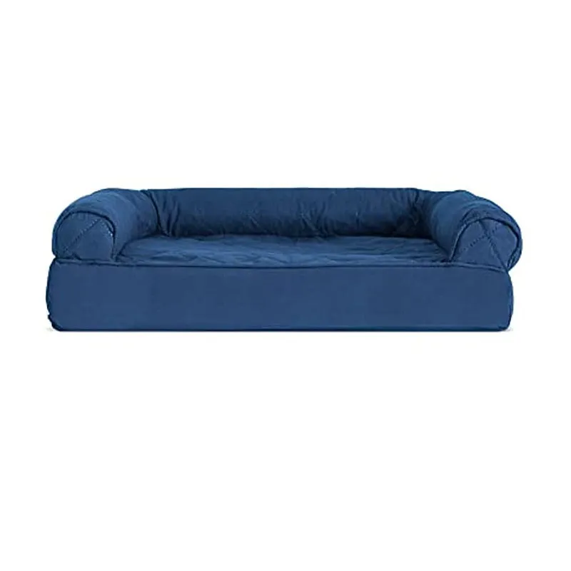 Pet Bed for Dogs and Cats - Plush and Velvet L-Shaped Chaise Solid Slab Orthopedic Dog Bed