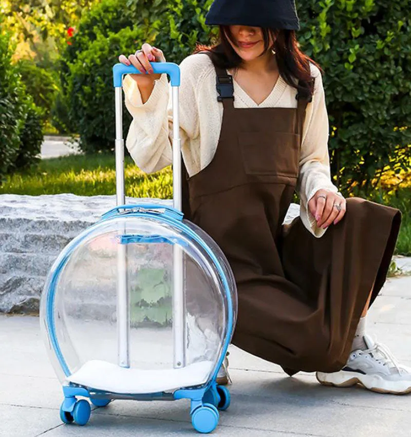Pet trolley case out portable transparent cat and dog bag multifunctional pet backpack