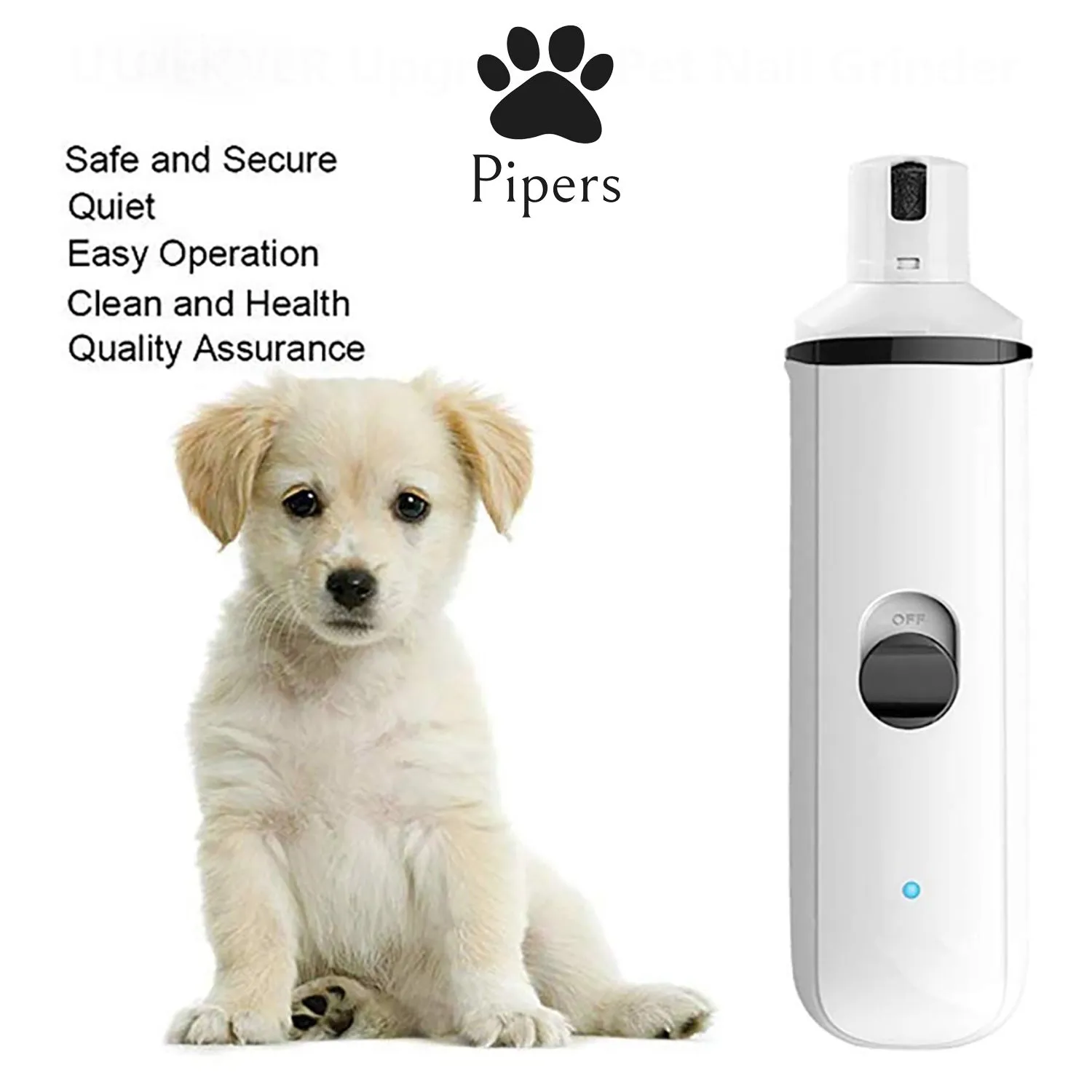 Pipers Pet Nail Grinder Dog Cat Claw Toe Grooming Trimmer Clipper Electric Tool