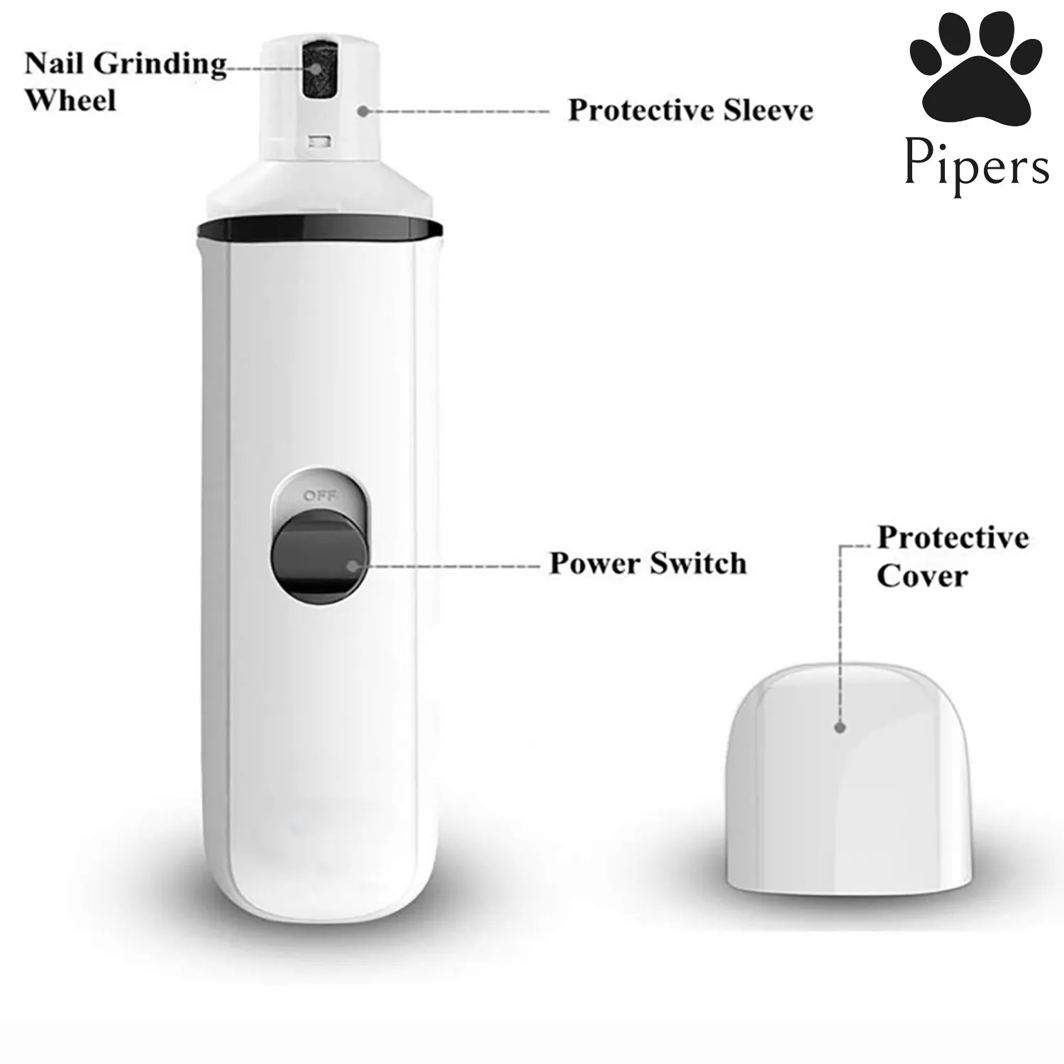 Pipers Pet Nail Grinder Dog Cat Claw Toe Grooming Trimmer Clipper Electric Tool