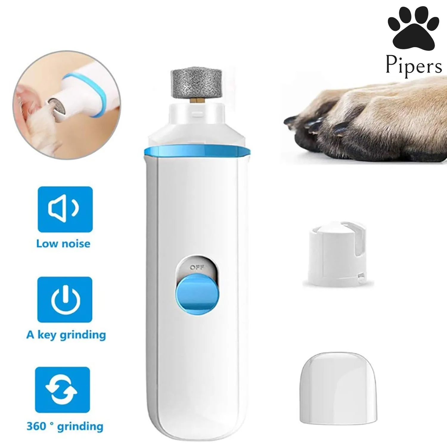 Pipers Pet Nail Grinder Dog Cat Claw Toe Grooming Trimmer Clipper Electric Tool