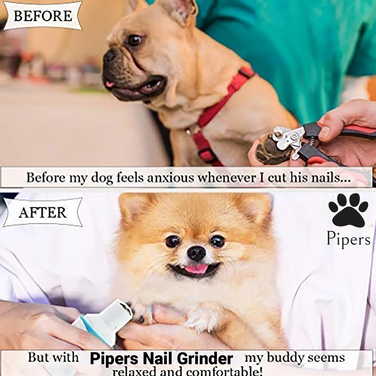 Pipers Pet Nail Grinder Dog Cat Claw Toe Grooming Trimmer Clipper Electric Tool