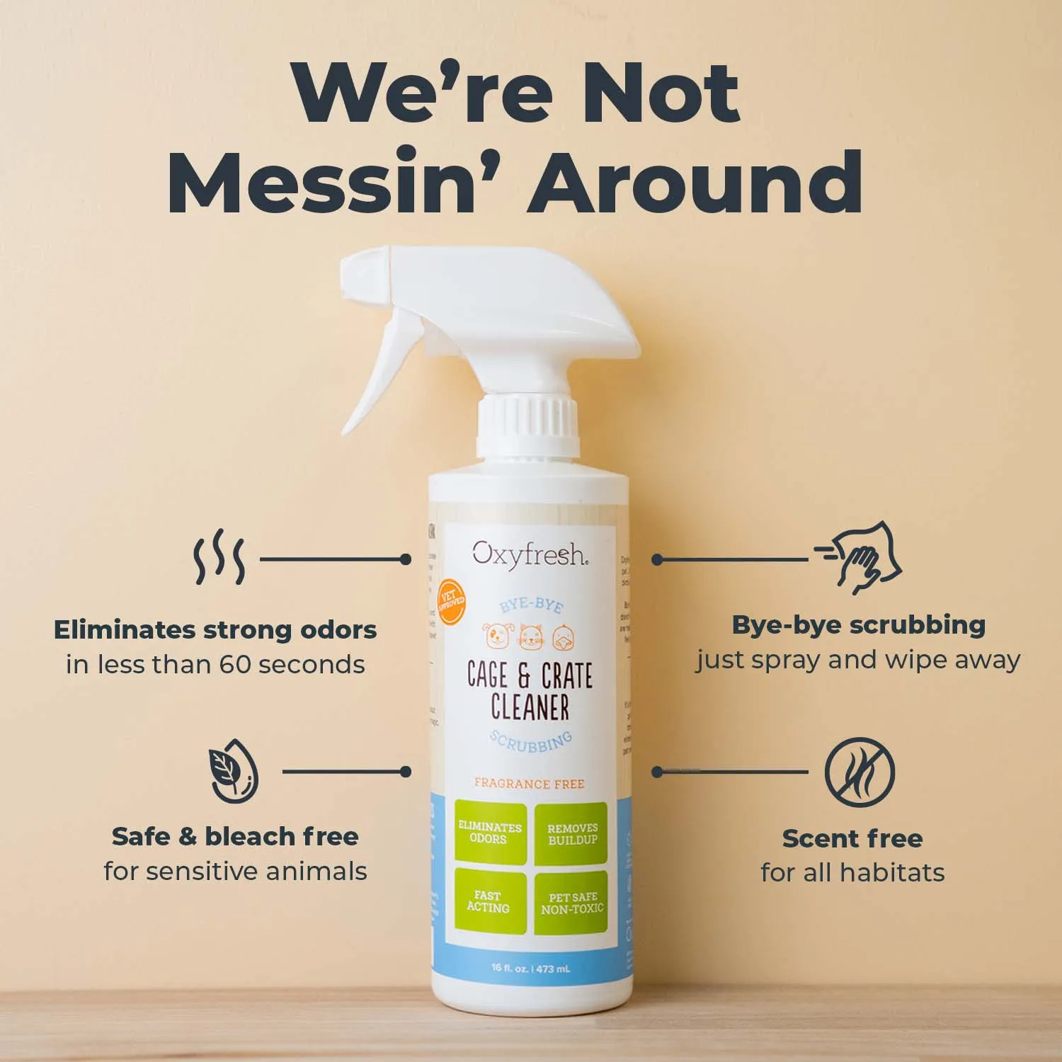 Premium Pet Cage and Crate Cleaner - Streak-free & Eliminates Odors