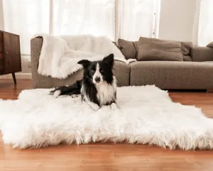 PupRug™ Memory Foam Bed   Matching Waterproof Blanket Bundle - Polar Bear Faux Hide