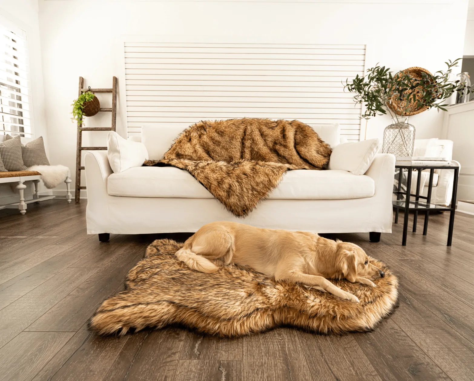 PupRug™ Orthopedic Bed   Matching Waterproof Blanket Bundle- Sable Tan