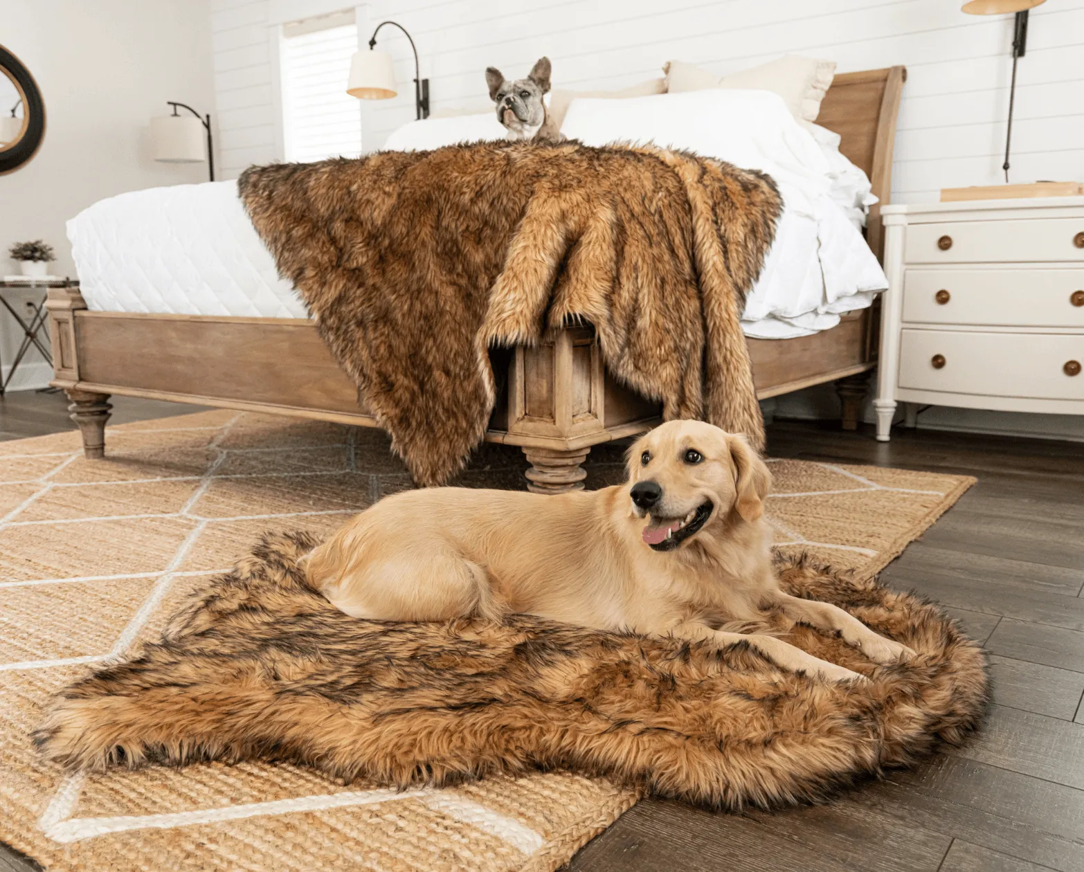 PupRug™ Orthopedic Bed   Matching Waterproof Blanket Bundle- Sable Tan