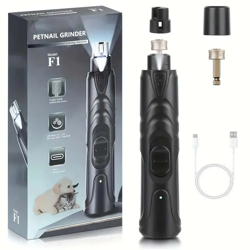Quiet LED Dog Nail Grinder - Rechargeable & Painless Pet Trimmer