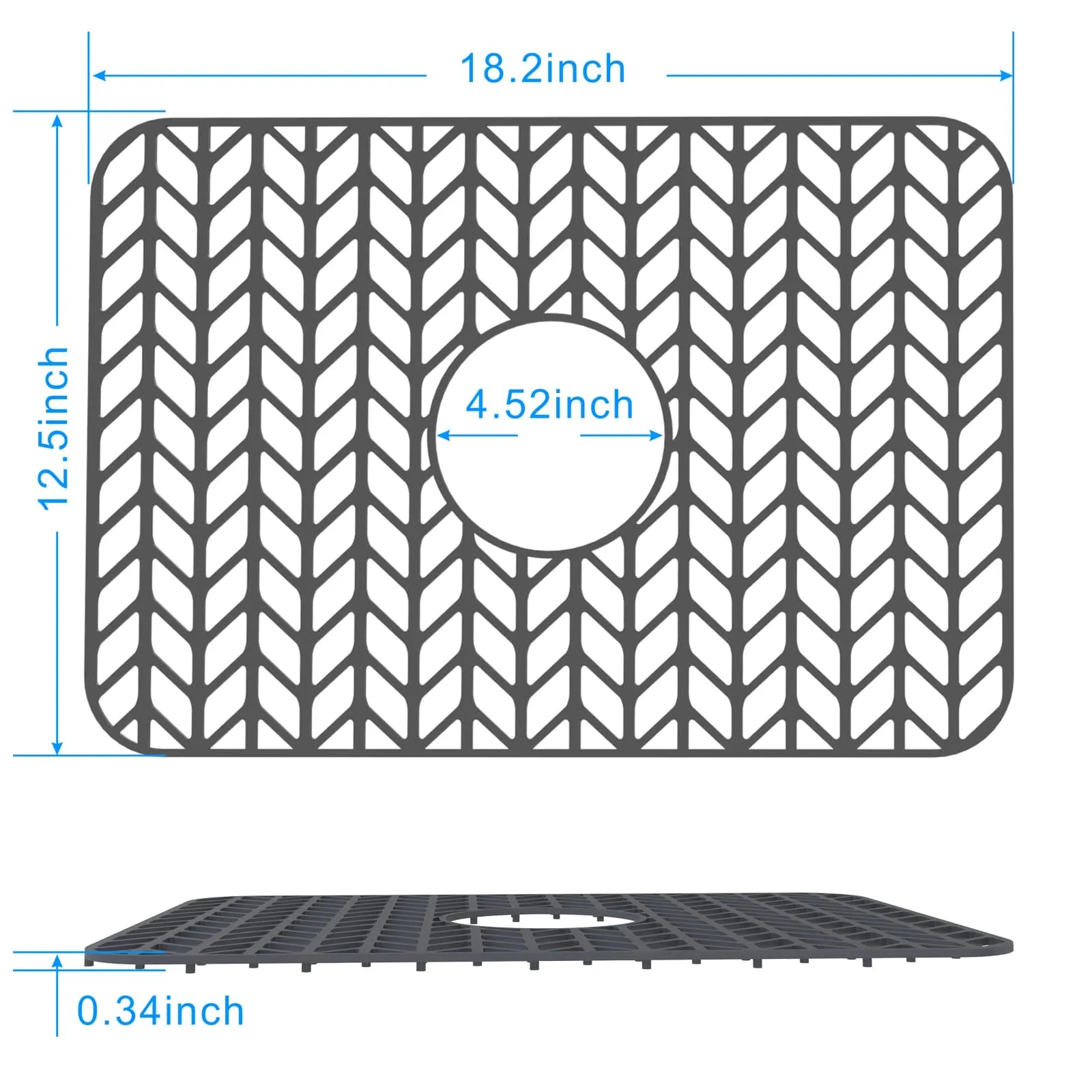 Silicone sink mat protectors for Kitchen12”13”16”18”19”24”26”28”29”.JIUBAR Kitchen Sink Protector Grid for Farmhouse Stainless Steel accessory with Center Drain.(18.2''x 12.5''Grey)