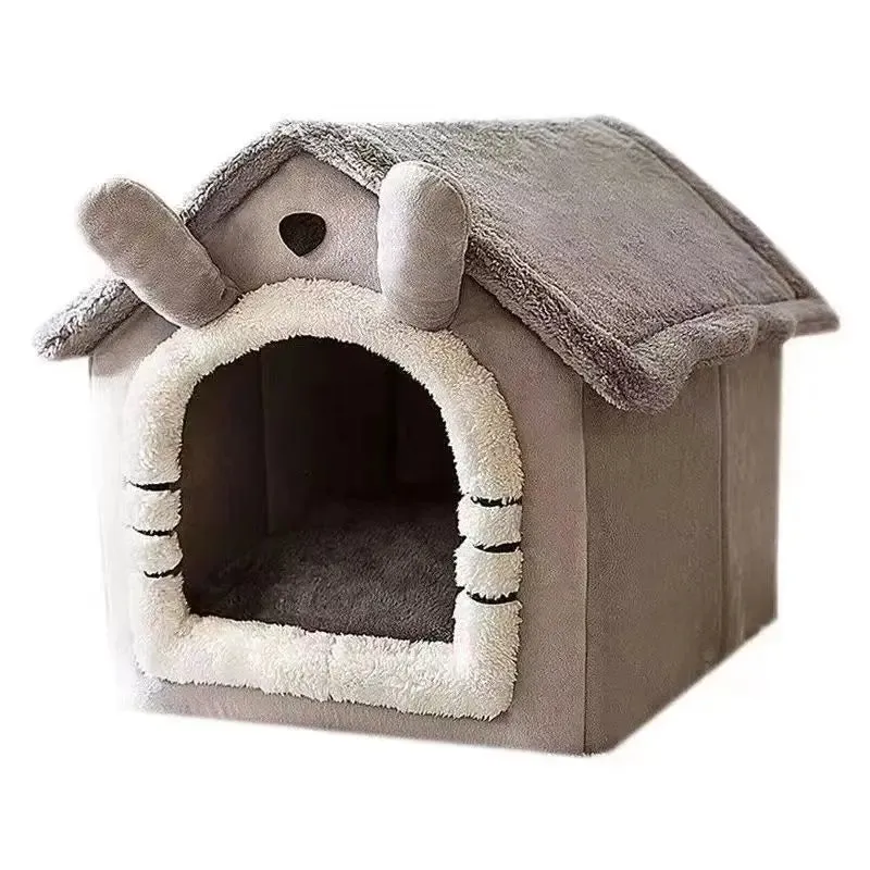 Soft Cat Bed Deep Sleep House Dog Cat Winter House Removable Cushion Enclosed Pet Tent For Kittens Puppy Cama Cat Supplies